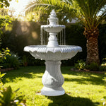 SOLARA Natural Sandstone Outdoor Fountain Carved Stone Detail Built-In Circulation Outdoor Garden Feature
