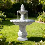 SOLARA Natural Sandstone Outdoor Fountain Carved Stone Detail Built-In Circulation Outdoor Garden Feature