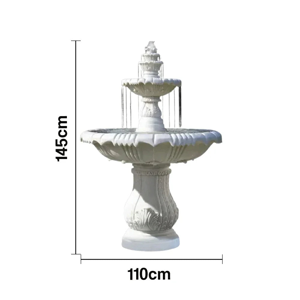 SOLARA Natural Sandstone Outdoor Fountain Carved Stone Detail Built-In Circulation Outdoor Garden Feature
