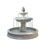 SOLARA Natural Sandstone Outdoor Fountain with 1.5m Fish Pond Carved Stone Detail Built-In Circulation Outdoor Garden Feature