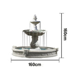 SOLARA Natural Sandstone Outdoor Fountain with 1.6m Fish Pond Carved Stone Detail Built-In Circulation Outdoor Garden Feature
