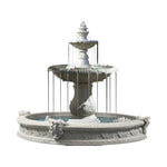 SOLARA Natural Sandstone Outdoor Fountain with 1.6m Fish Pond Carved Stone Detail Built-In Circulation Outdoor Garden Feature