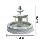 SOLARA Natural Sandstone Outdoor Fountain with 1.7m Fish Pond Carved Stone Detail Built-In Circulation Garden Feature