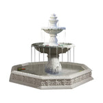 SOLARA Natural Sandstone Outdoor Fountain with 1.9m Fish Pond Carved Stone Detail Built-In Circulation Garden Feature
