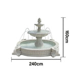 SOLARA Natural Sandstone Outdoor Fountain with 2.4m Fish Pond Carved Stone Detail Built-In Circulation Garden Feature