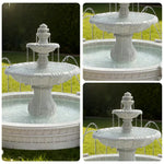 SOLARA Natural Sandstone Outdoor Fountain with 2.4m Fish Pond Carved Stone Detail Built-In Circulation Garden Feature