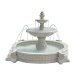 SOLARA Natural Sandstone Outdoor Fountain with 2.4m Fish Pond Carved Stone Detail Built-In Circulation Garden Feature