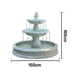 SOLARA Natural Sandstone Outdoor Fountain with 1.5m Fish Pond Natural Sandstone Texture Hand-Polished Finish Peaceful Water Feature