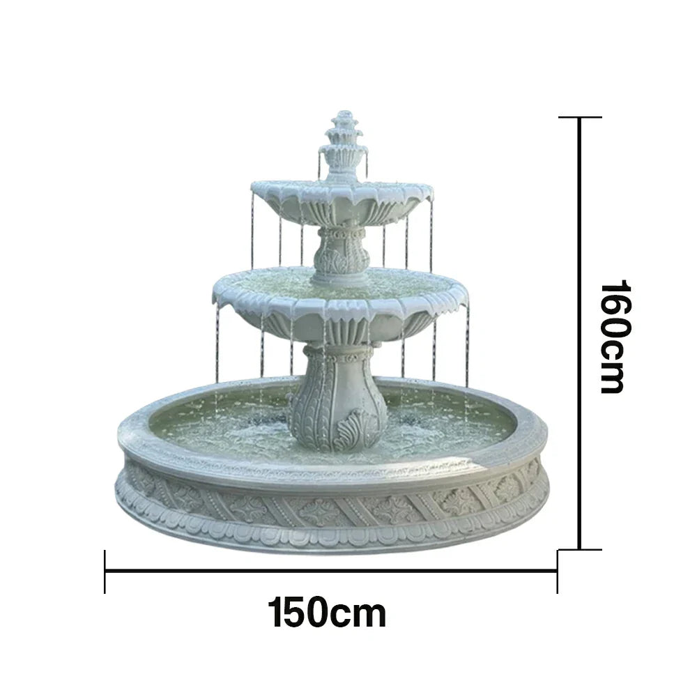 SOLARA Natural Sandstone Outdoor Fountain with 1.5m Fish Pond Natural Sandstone Texture Hand-Polished Finish Peaceful Water Feature