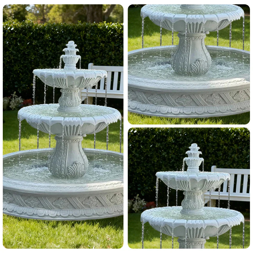 SOLARA Natural Sandstone Outdoor Fountain with 1.5m Fish Pond Natural Sandstone Texture Hand-Polished Finish Peaceful Water Feature