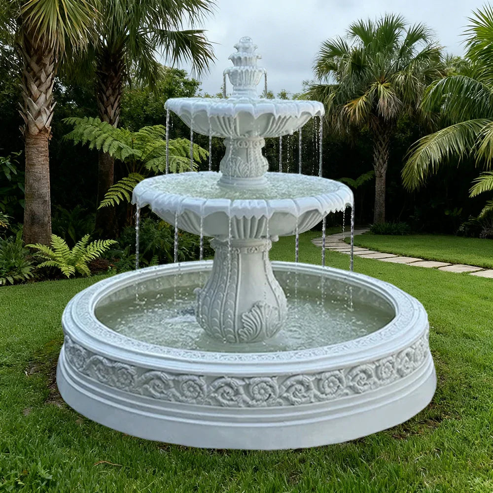 SOLARA Natural Sandstone Outdoor Fountain with 1.7m Fish Pond Natural Sandstone Texture Hand-Polished Finish Peaceful Water Feature