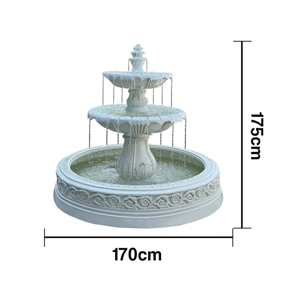 SOLARA Natural Sandstone Outdoor Fountain with 1.7m Fish Pond Natural Sandstone Texture Hand-Polished Finish Peaceful Water Feature