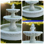 SOLARA Natural Sandstone Outdoor Fountain with 1.7m Fish Pond Natural Sandstone Texture Hand-Polished Finish Peaceful Water Feature