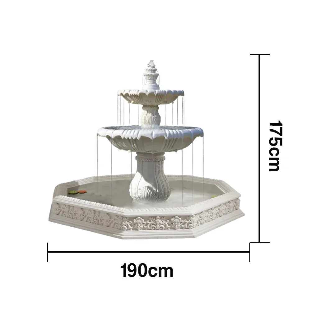 SOLARA Natural Sandstone Outdoor Fountain with 1.9m Fish Pond Natural Sandstone Texture Hand-Polished Finish Peaceful Water Feature