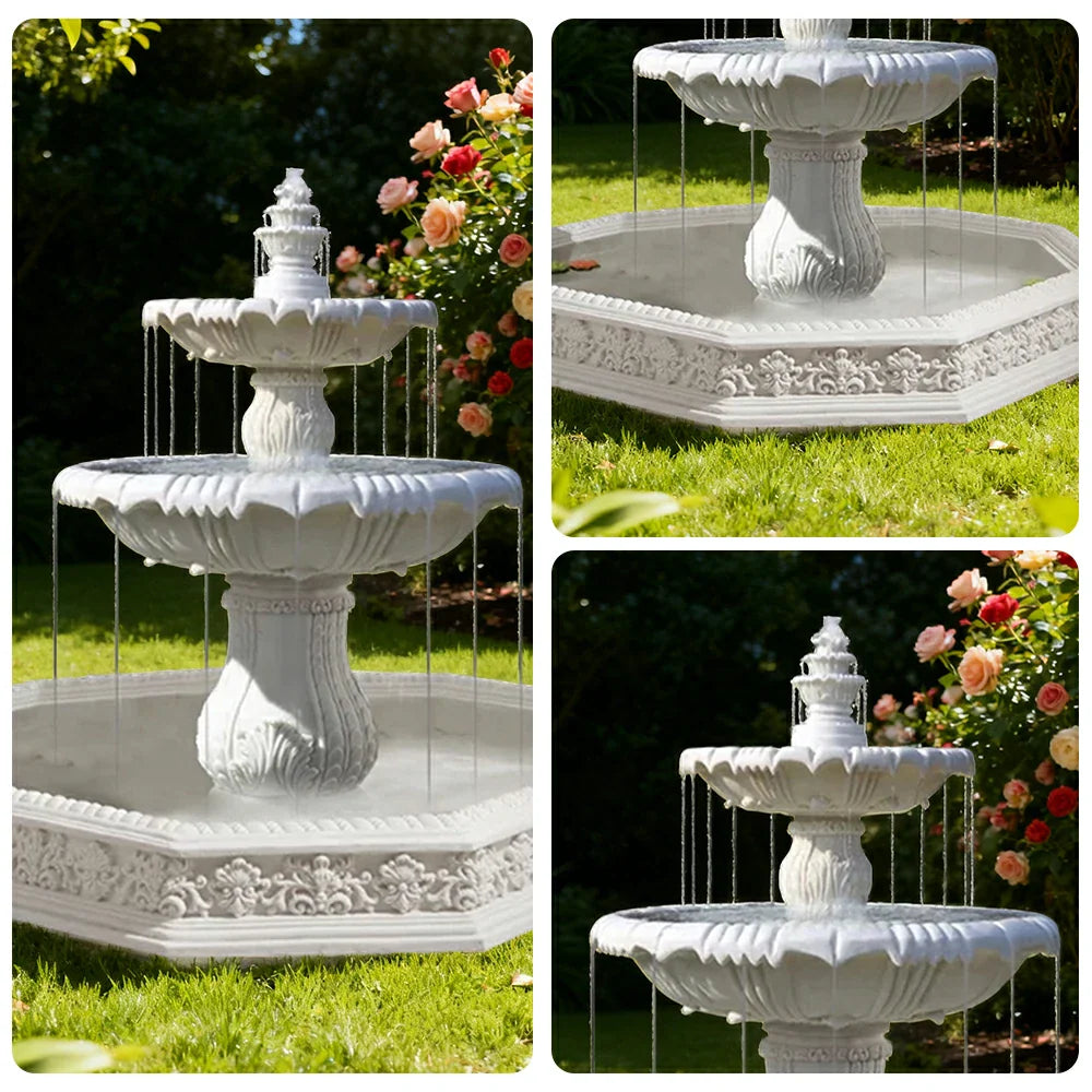 SOLARA Natural Sandstone Outdoor Fountain with 1.9m Fish Pond Natural Sandstone Texture Hand-Polished Finish Peaceful Water Feature