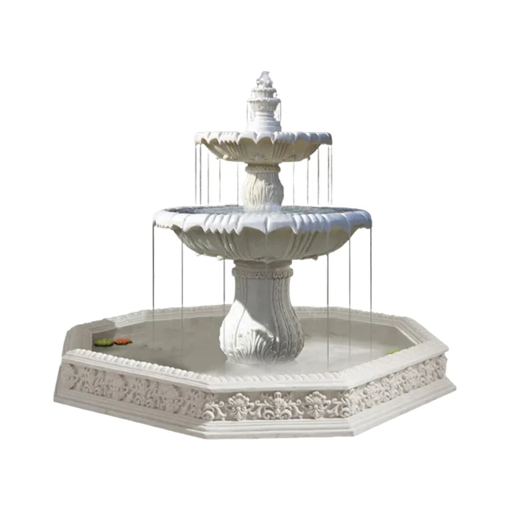 SOLARA Natural Sandstone Outdoor Fountain with 1.9m Fish Pond Natural Sandstone Texture Hand-Polished Finish Peaceful Water Feature