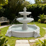 SOLARA Natural Sandstone Outdoor Fountain with 2.4m Fish Pond Natural Sandstone Texture Hand-Polished Finish Peaceful Water Feature