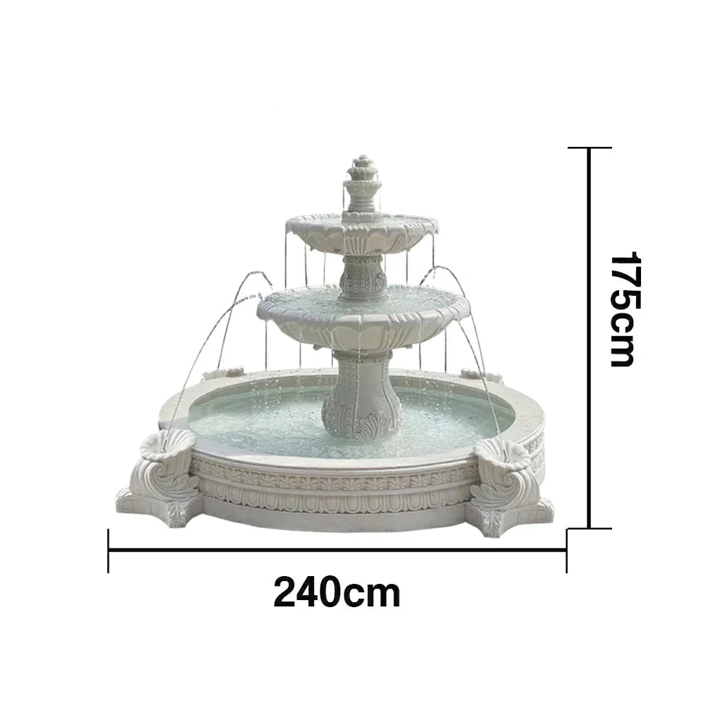 SOLARA Natural Sandstone Outdoor Fountain with 2.4m Fish Pond Natural Sandstone Texture Hand-Polished Finish Peaceful Water Feature
