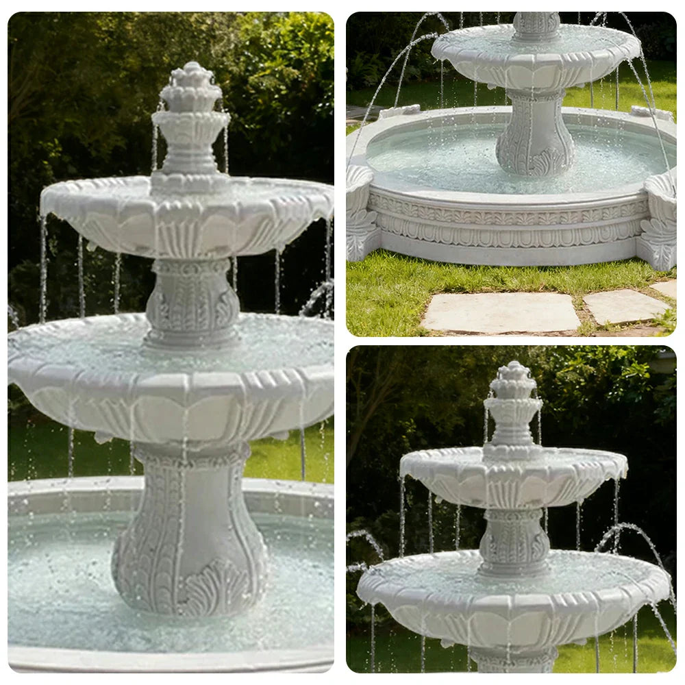 SOLARA Natural Sandstone Outdoor Fountain with 2.4m Fish Pond Natural Sandstone Texture Hand-Polished Finish Peaceful Water Feature
