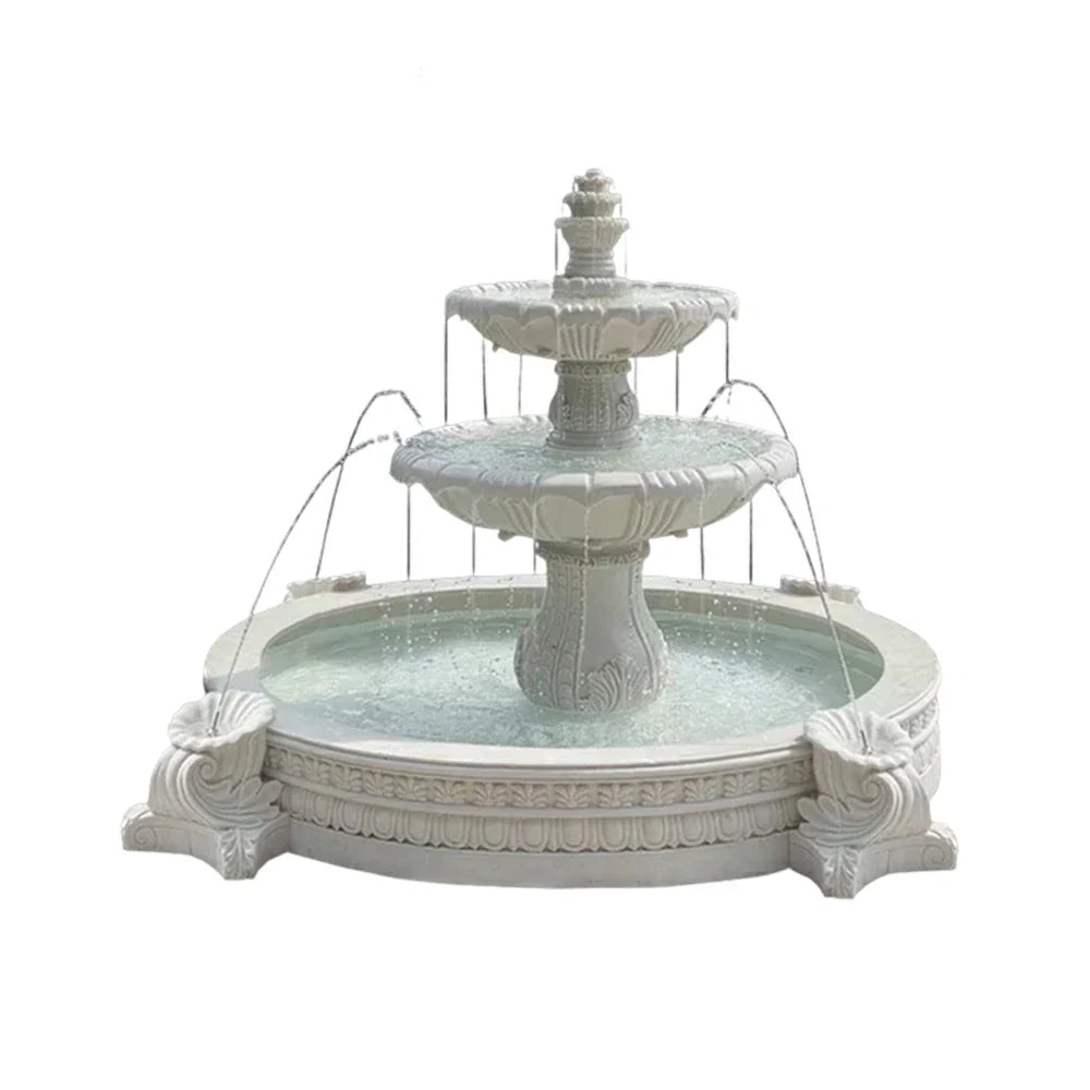 SOLARA Natural Sandstone Outdoor Fountain with 2.4m Fish Pond Natural Sandstone Texture Hand-Polished Finish Peaceful Water Feature