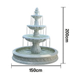 SOLARA Natural Sandstone Outdoor Fountain with 1.5m Fish Pond Built-In Circulation Pump Smooth Stone Texture Pond & Fountain Feature