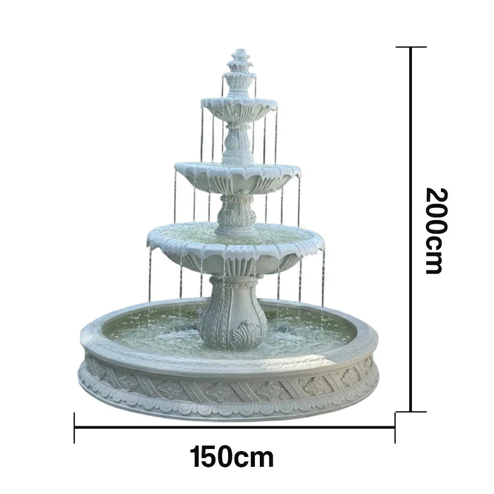 SOLARA Natural Sandstone Outdoor Fountain with 1.5m Fish Pond Built-In Circulation Pump Smooth Stone Texture Pond & Fountain Feature