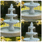 SOLARA Natural Sandstone Outdoor Fountain with 1.5m Fish Pond Built-In Circulation Pump Smooth Stone Texture Pond & Fountain Feature