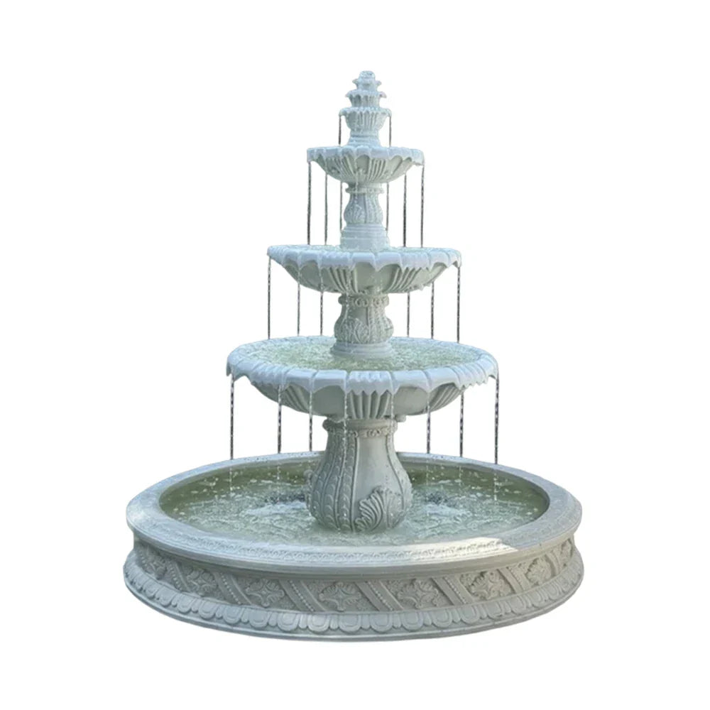SOLARA Natural Sandstone Outdoor Fountain with 1.5m Fish Pond Built-In Circulation Pump Smooth Stone Texture Pond & Fountain Feature