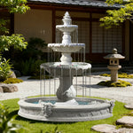 SOLARA Natural Sandstone Outdoor Fountain with 1.6m Fish Pond Built-In Circulation Pump Smooth Stone Texture Pond & Fountain Feature