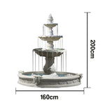 SOLARA Natural Sandstone Outdoor Fountain with 1.6m Fish Pond Built-In Circulation Pump Smooth Stone Texture Pond & Fountain Feature