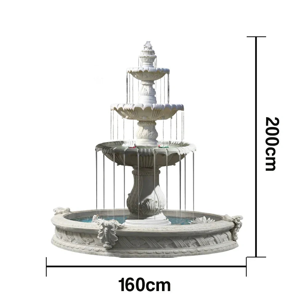 SOLARA Natural Sandstone Outdoor Fountain with 1.6m Fish Pond Built-In Circulation Pump Smooth Stone Texture Pond & Fountain Feature