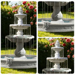 SOLARA Natural Sandstone Outdoor Fountain with 1.6m Fish Pond Built-In Circulation Pump Smooth Stone Texture Pond & Fountain Feature