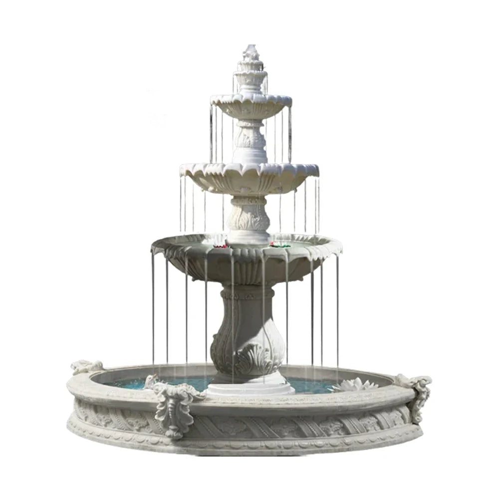 SOLARA Natural Sandstone Outdoor Fountain with 1.6m Fish Pond Built-In Circulation Pump Smooth Stone Texture Pond & Fountain Feature