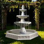 SOLARA Natural Sandstone Outdoor Fountain with 1.9m Fish Pond Built-In Circulation Pump Smooth Stone Texture Pond & Fountain Feature