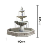 SOLARA Natural Sandstone Outdoor Fountain with 1.9m Fish Pond Built-In Circulation Pump Smooth Stone Texture Pond & Fountain Feature