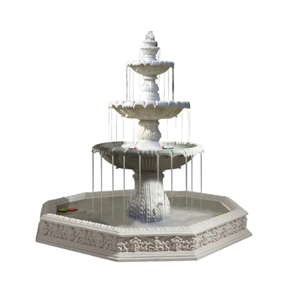SOLARA Natural Sandstone Outdoor Fountain with 1.9m Fish Pond Built-In Circulation Pump Smooth Stone Texture Pond & Fountain Feature