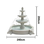 SOLARA Natural Sandstone Outdoor Fountain with 2.4m Fish Pond Built-In Circulation Pump Smooth Stone Texture Pond & Fountain Feature