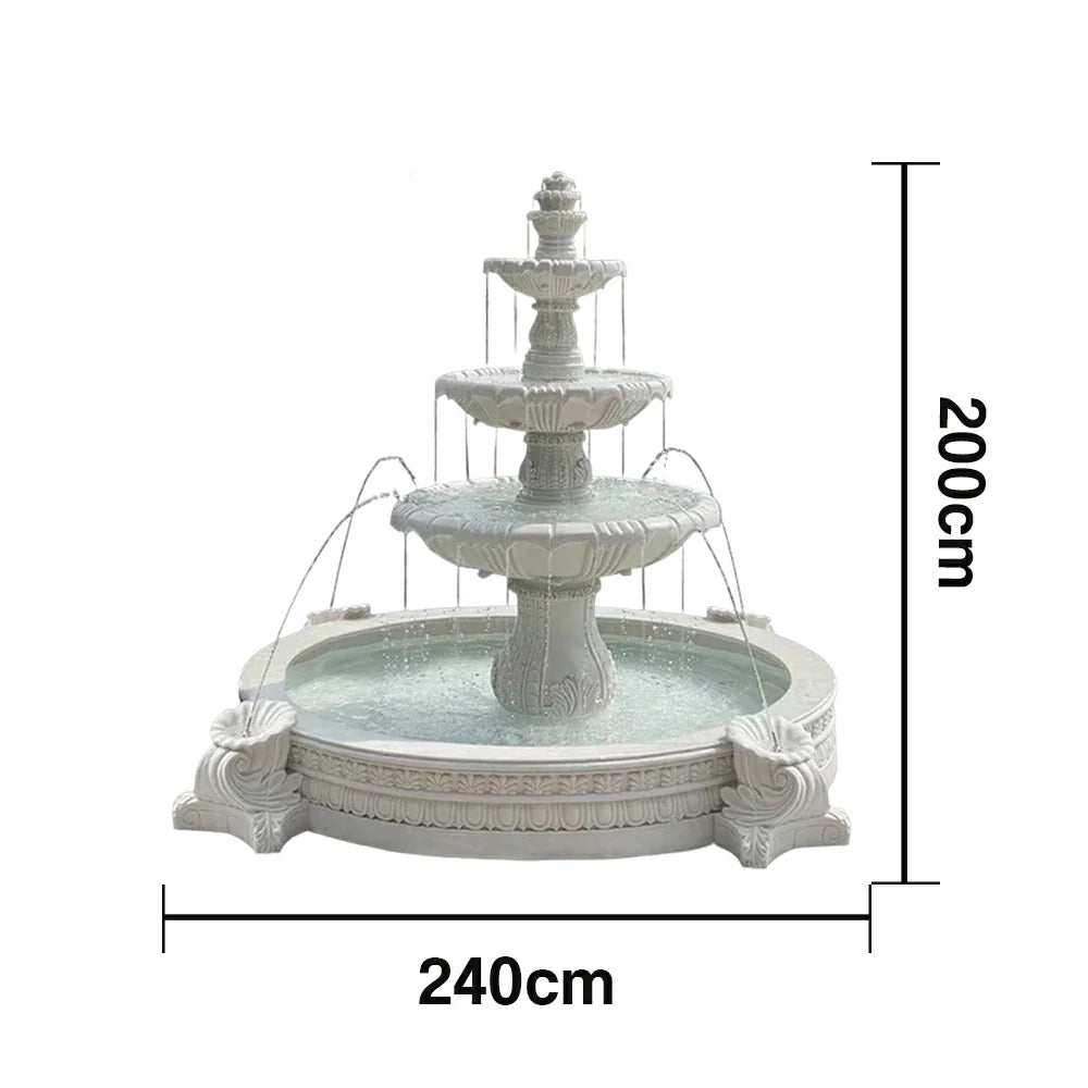 SOLARA Natural Sandstone Outdoor Fountain with 2.4m Fish Pond Built-In Circulation Pump Smooth Stone Texture Pond & Fountain Feature