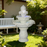 SOLARA Natural Sandstone Outdoor Fountain Flowing Water Hand-Polished Stone Garden Tranquility Feature