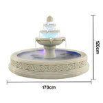 SOLARA Natural Sandstone Outdoor Fountain with 1.7m Fish Pond Flowing Water Hand-Polished Stone Garden Tranquility Feature