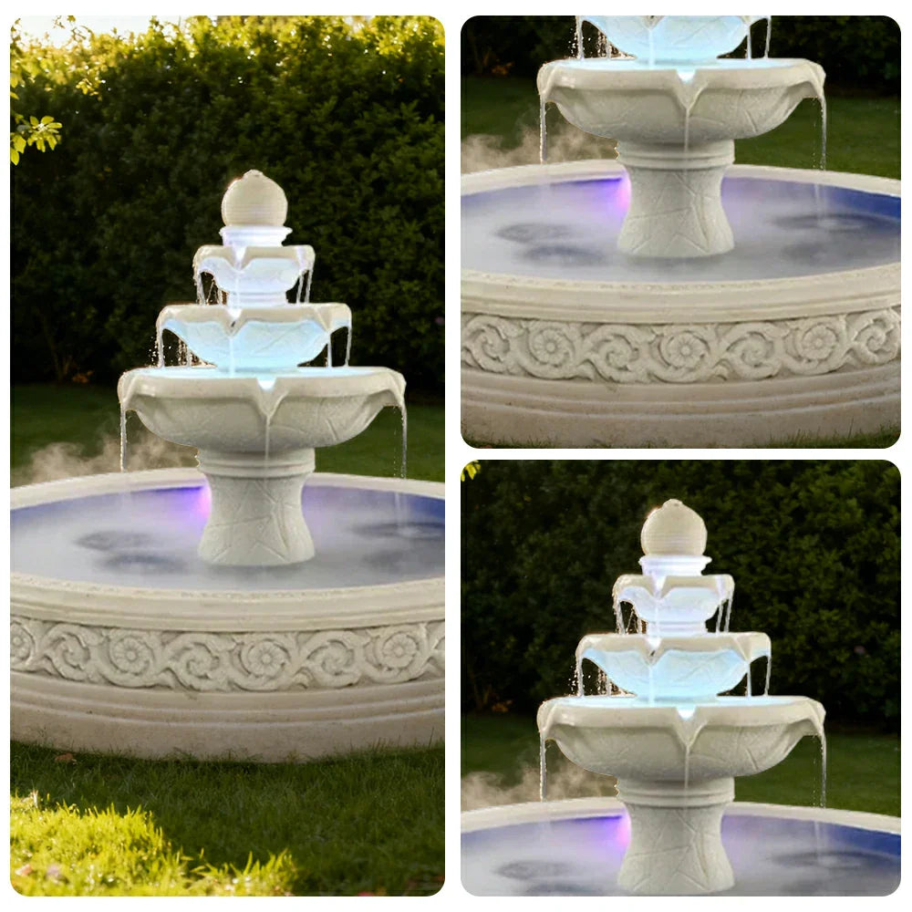 SOLARA Natural Sandstone Outdoor Fountain with 1.7m Fish Pond Flowing Water Hand-Polished Stone Garden Tranquility Feature
