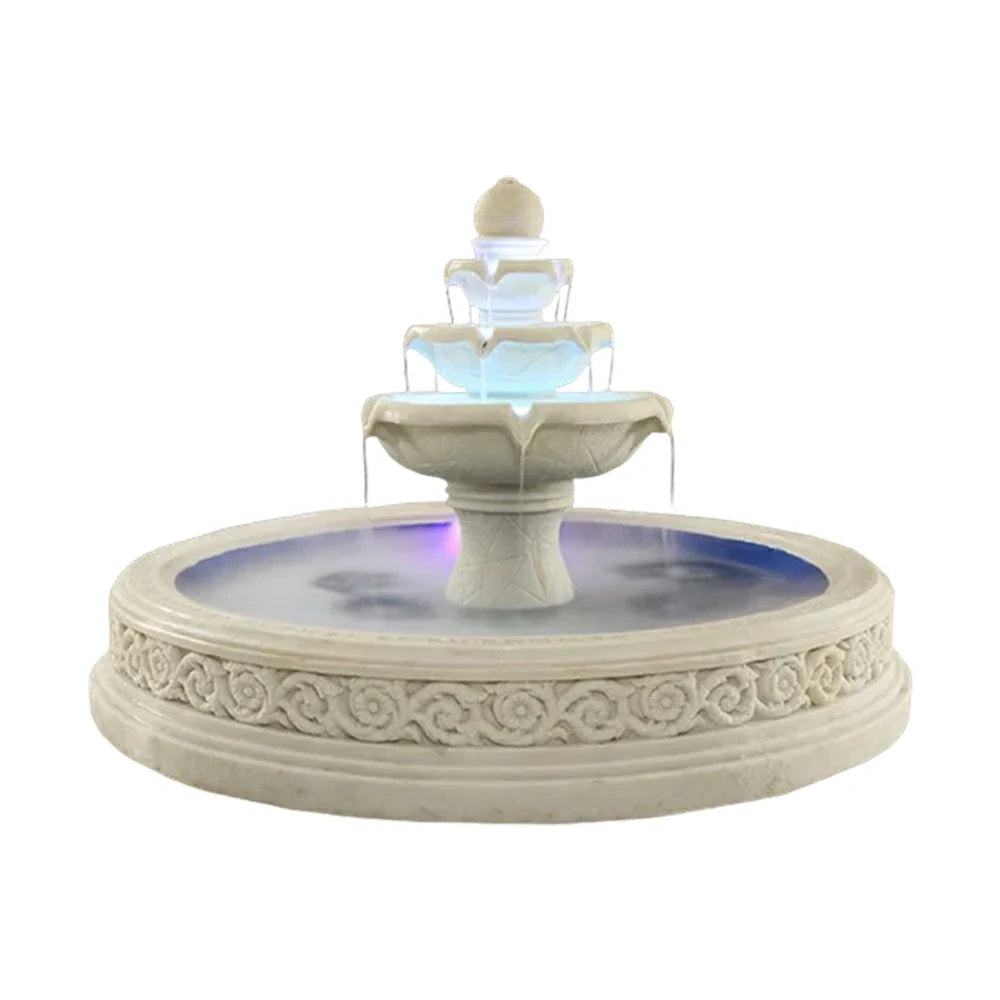 SOLARA Natural Sandstone Outdoor Fountain with 1.7m Fish Pond Flowing Water Hand-Polished Stone Garden Tranquility Feature