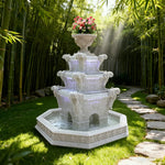 SOLARA Natural Sandstone Outdoor Fountain with 1.9m Fish Pond Built-In Pump Smooth Finish Elegant Garden Water Piece