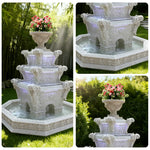SOLARA Natural Sandstone Outdoor Fountain with 1.9m Fish Pond Built-In Pump Smooth Finish Elegant Garden Water Piece