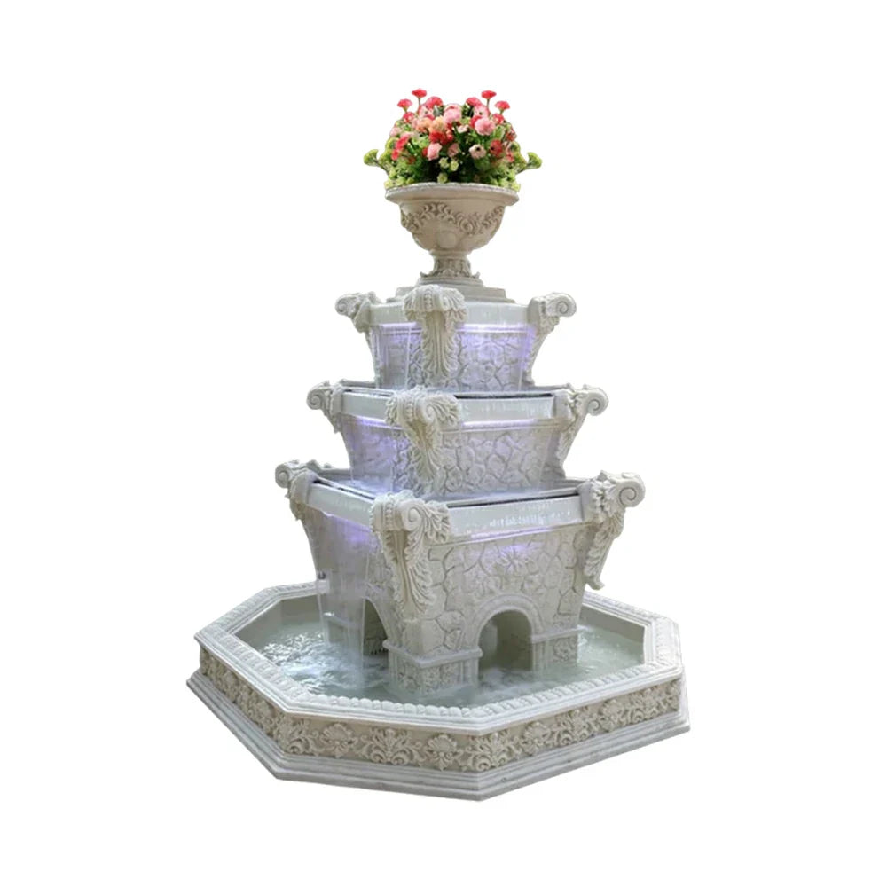 SOLARA Natural Sandstone Outdoor Fountain with 1.9m Fish Pond Built-In Pump Smooth Finish Elegant Garden Water Piece