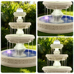 SOLARA Natural Sandstone Outdoor Fountain with 1.7m Fish Pond Carved Sandstone Detail Hand-Polished Surface Serenity