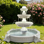 SOLARA Natural Sandstone Outdoor Fountain with 2.4m Fish Pond Smooth Sandstone Surface Continuous Water Flow Premium Fountain