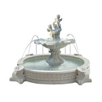 SOLARA Natural Sandstone Outdoor Fountain with 2.4m Fish Pond Hand-Polished Texture Calm Water Flow Garden Highlight
