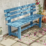 SOLARA Outdoor Thick Solid Garden - 2.5cm Seat, Length, Durable Patio Wood Frame, 120cm Seating Integrated Wooden Bench Blue