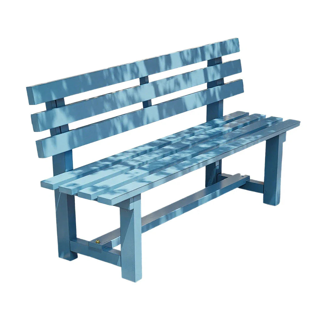 SOLARA Outdoor Thick Solid Garden - 2.5cm Seat, Length, Durable Patio Wood Frame, 120cm Seating Integrated Wooden Bench Blue